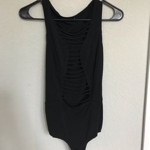Black sexy body suit w opening in the front